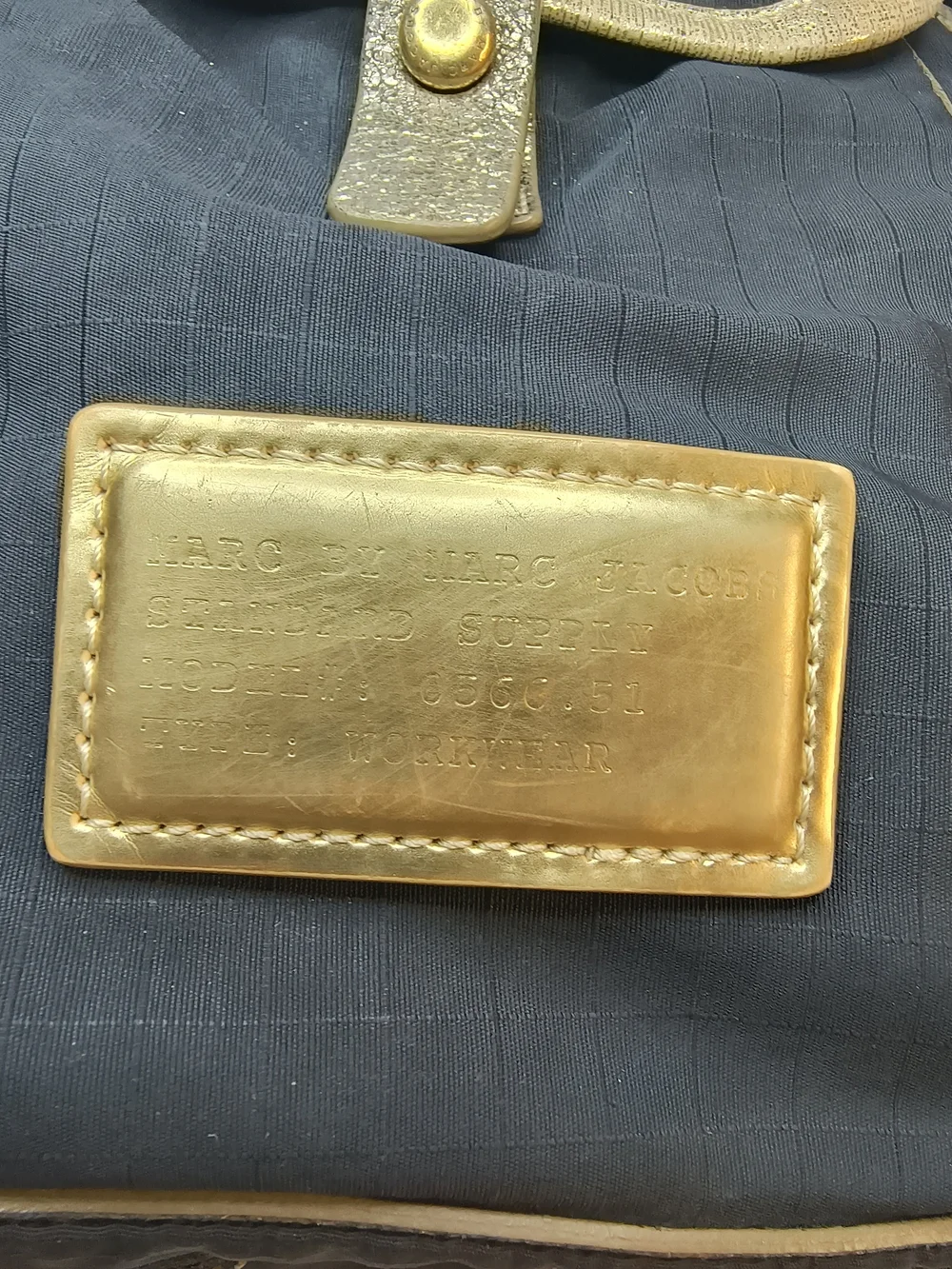 Marc Jacobs Navy Messenger Bag with Gold Trim